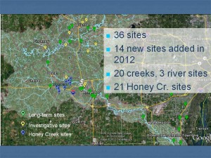 Water quality monitoring sites in 2012