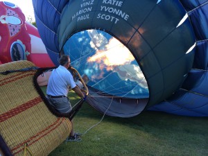 Pilot Scott Lorenz filling the balloon